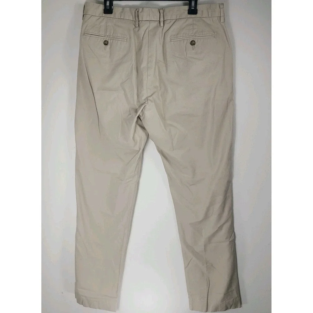 J. Crew Bowery Slim Straight Casual Chino Pants Men's W34 L32 Khaki Tan Cotton